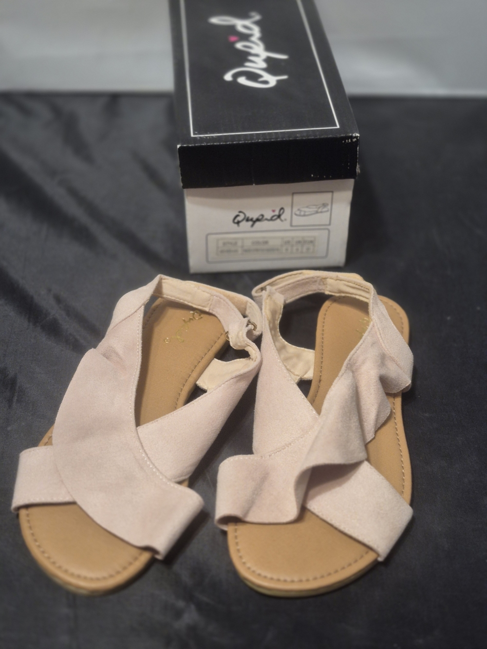 Qupid Nude Ruffle Strap Sandals New In Box Size 6